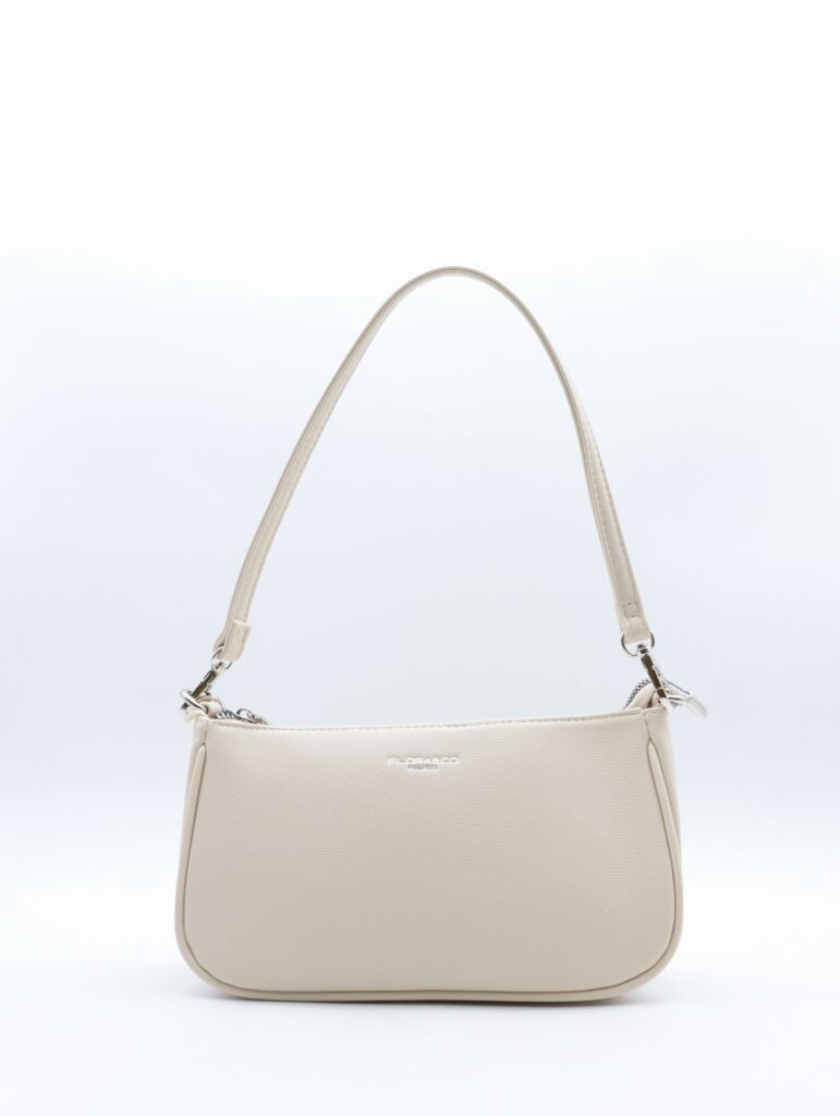 Vue de face du sac a main a bandoulière avec poche intérieur numéro 3616 couleur écru