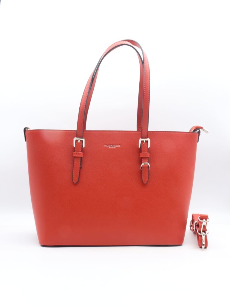 VU de face du grand sac à main numéro 9126, de couleur rouge.
