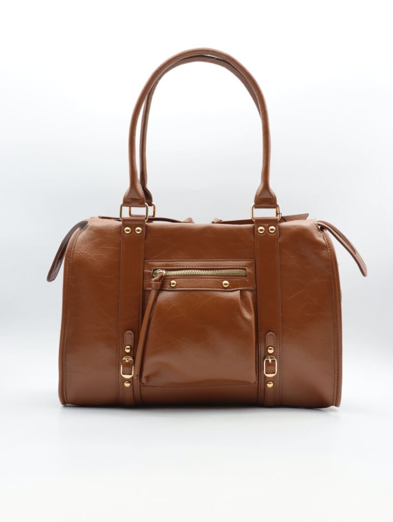 Sac à main bowling camel avec bandoulière amovible