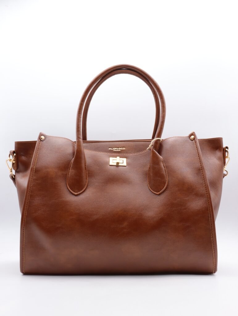Sac cabas camel Flora & Co Paris vue de face