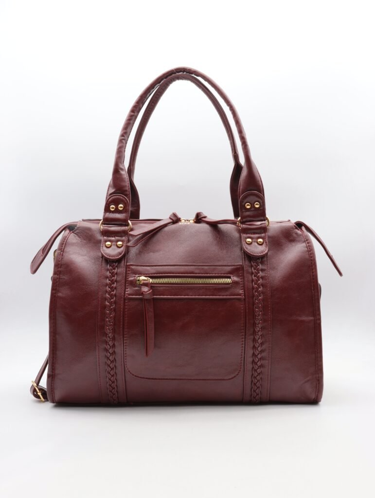 Sac bowling femme bordeaux Flora & Co vue de face poche zippée